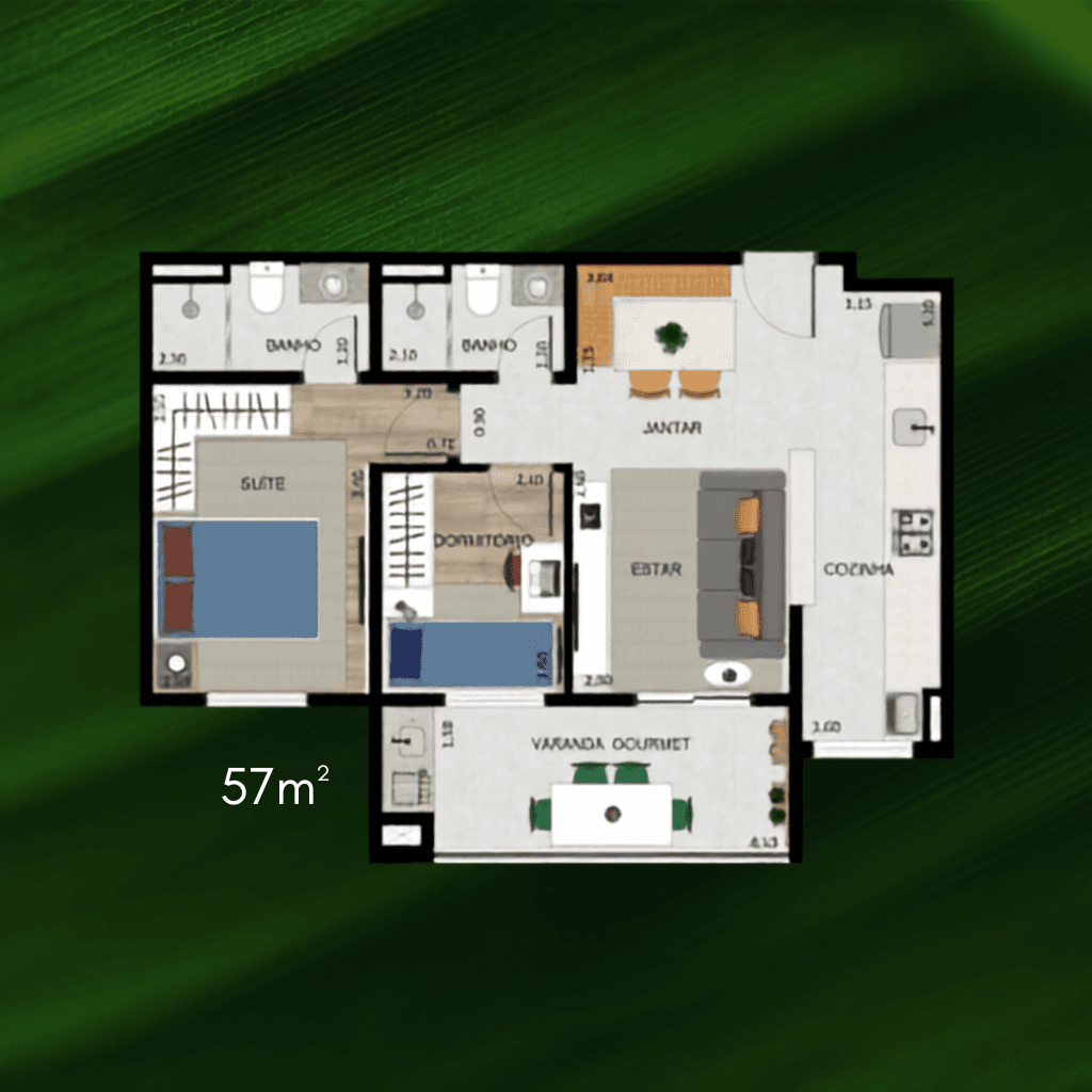 Planta 57 m²